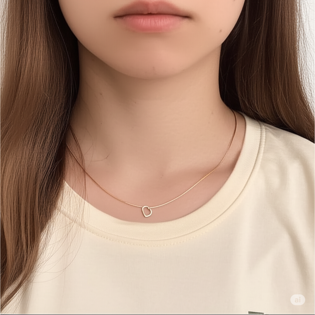 Gold Necklace w/ Loose Heart Pendant