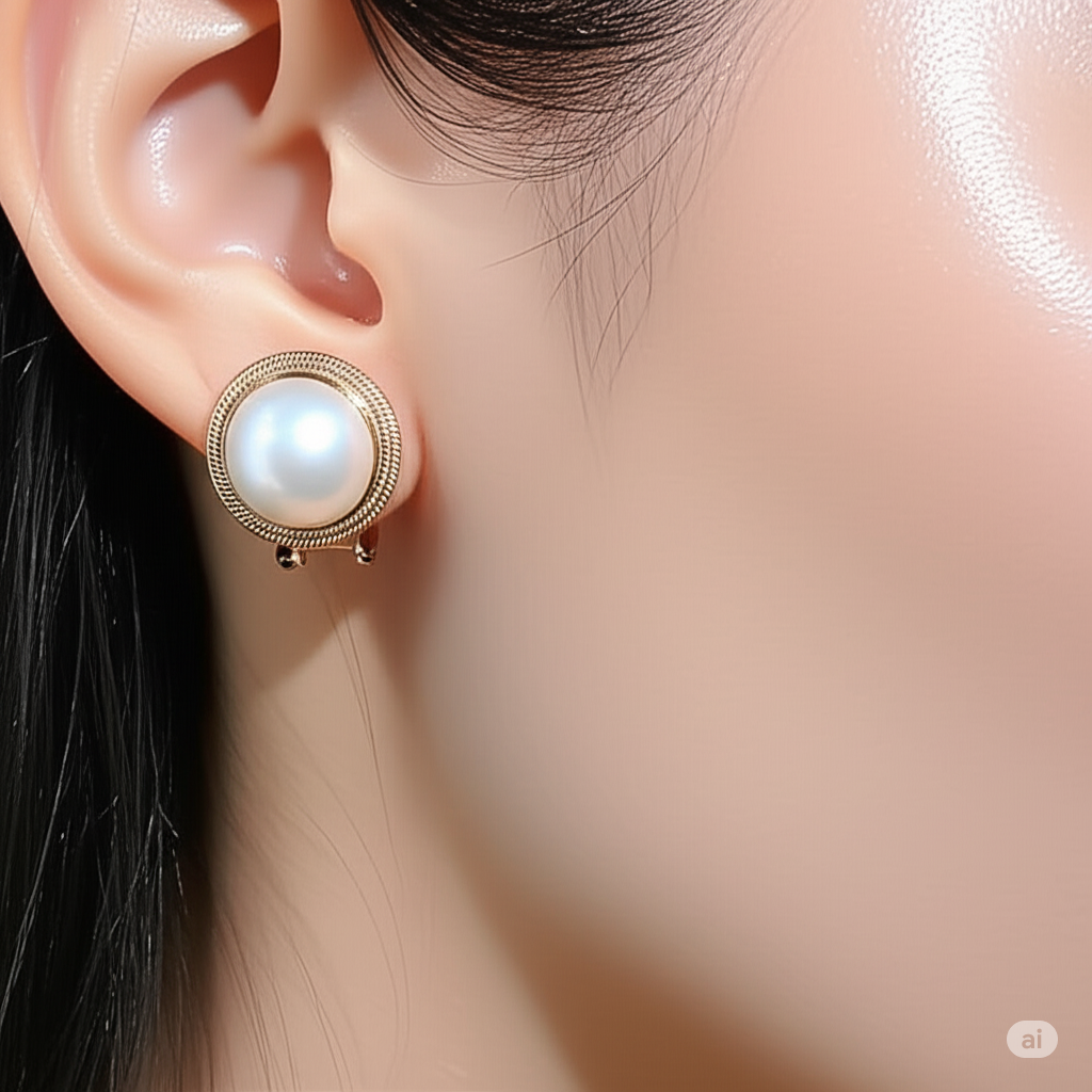 14K Gold, Mabe Pear Stud Earrings