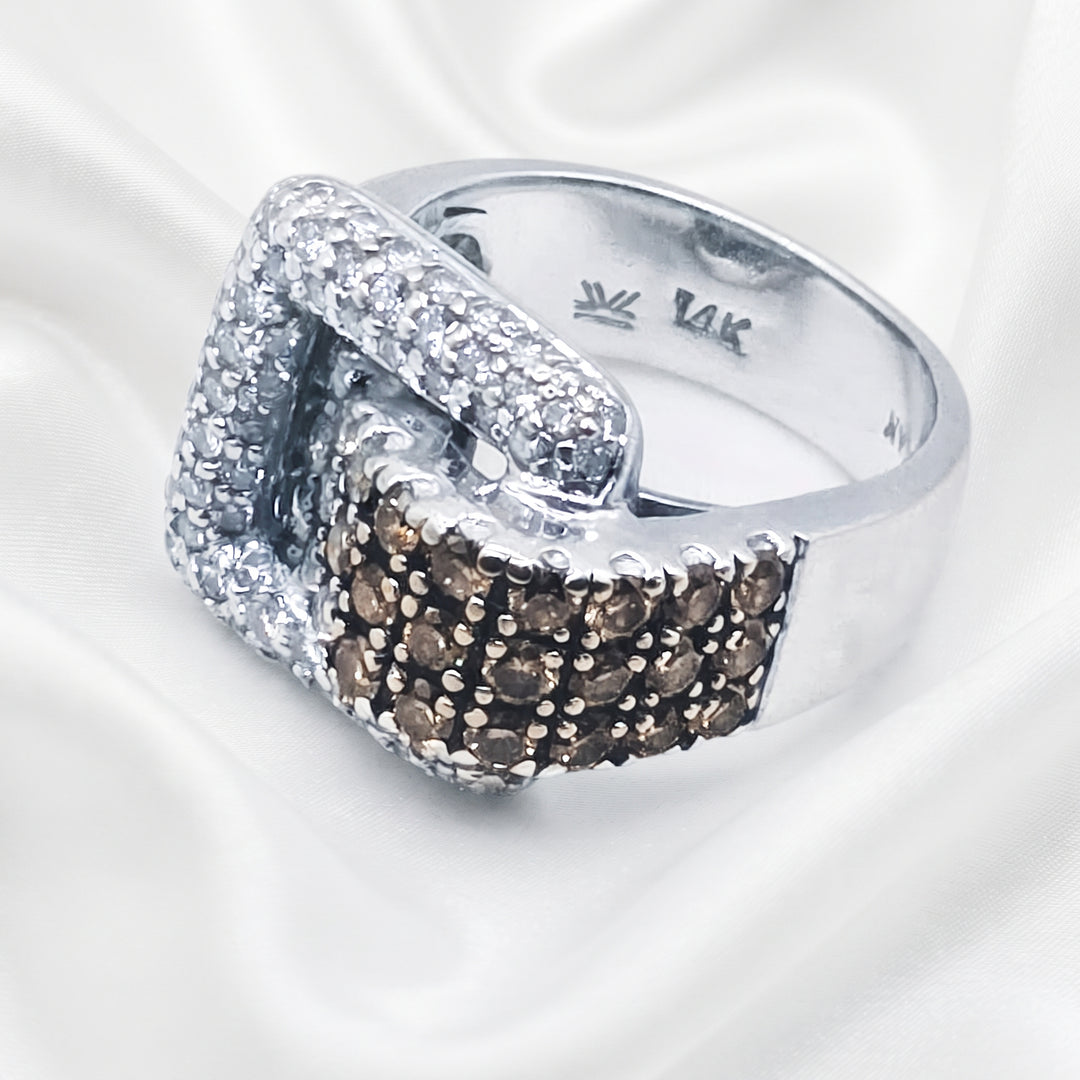 Authentic Le Vian 14K Gold & Diamond Fashion Belt Statement Ring