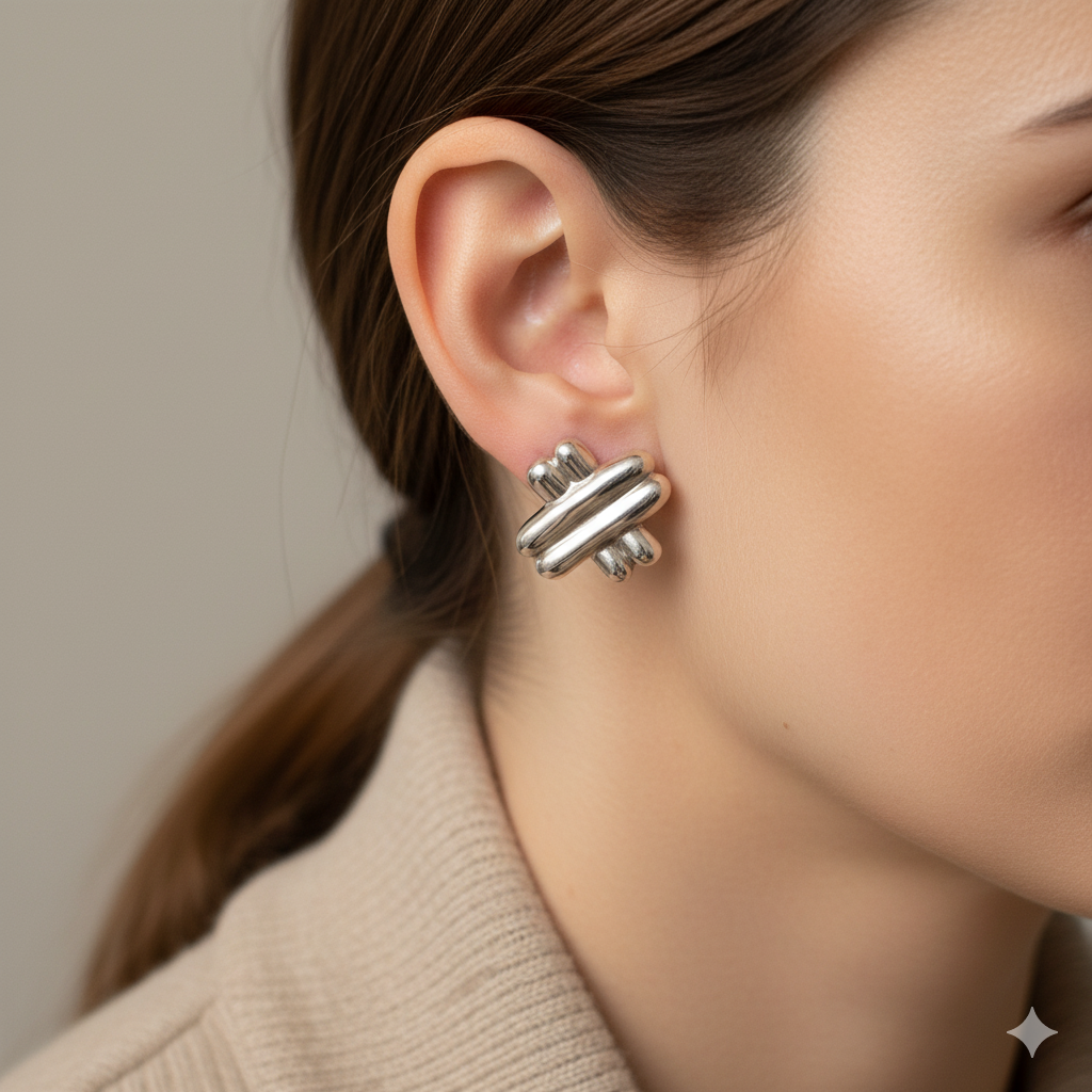 Gold X Weave Stud Earrings