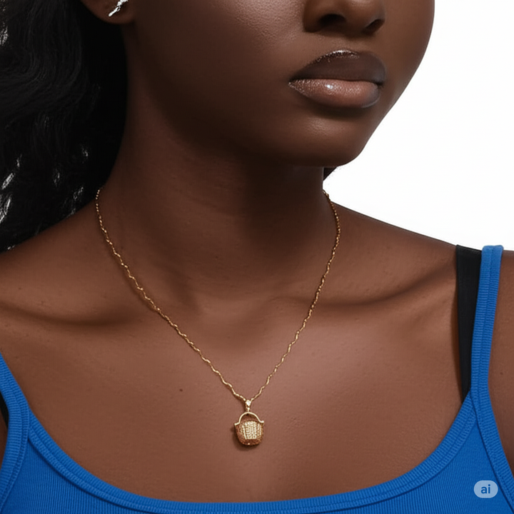 Gold Flower Basket Stationed Rope Necklace