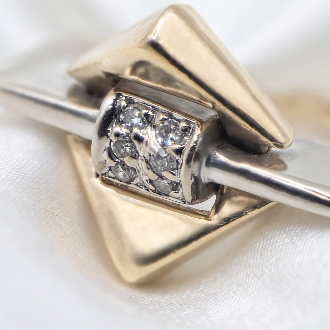 14K Gold & Diamond Geometric Bypass Statement Ring