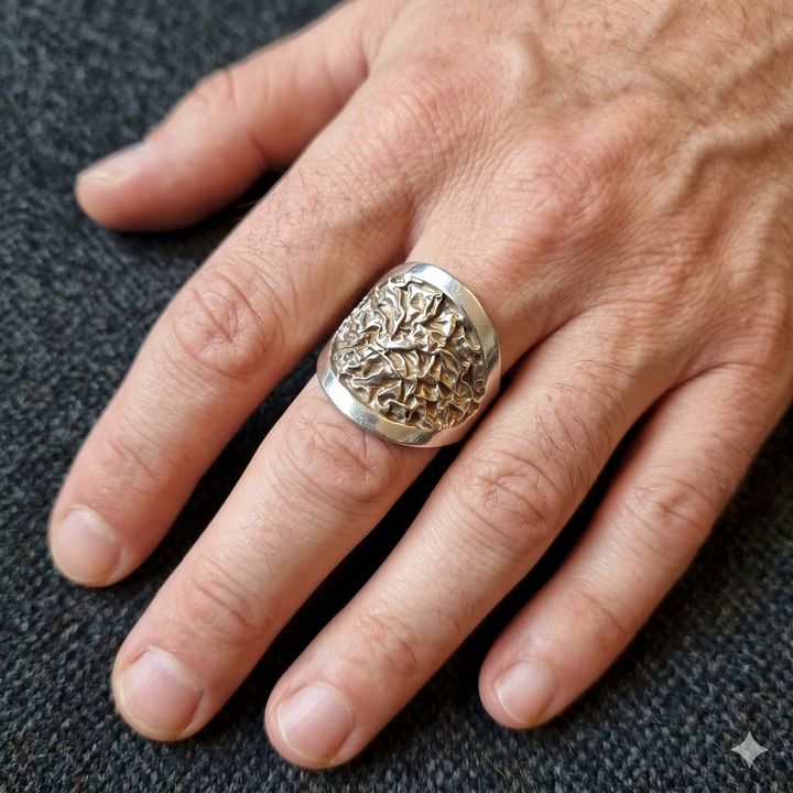Sterling Silver Raw Brutalist Nugget Statement Ring