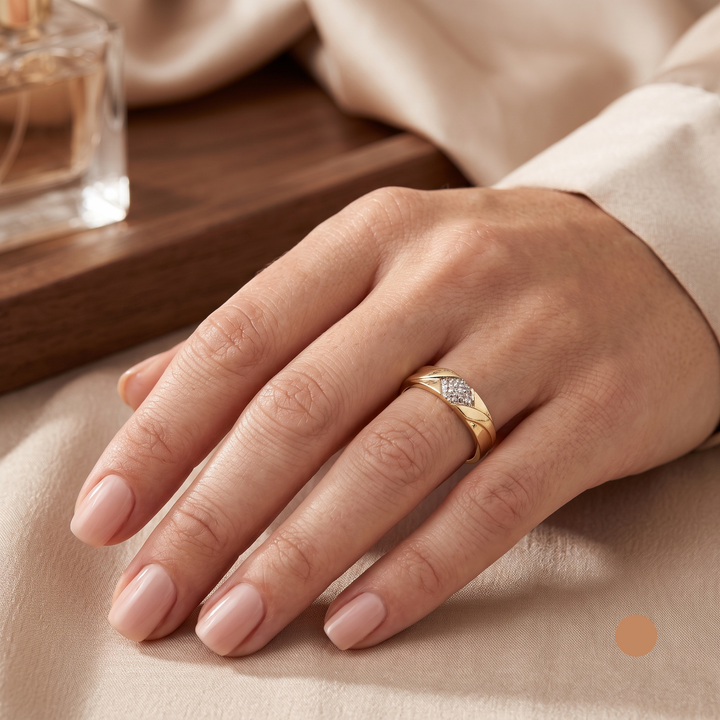 14K Gold, Prong Set Mini Diamond Cluster Elegant Ring