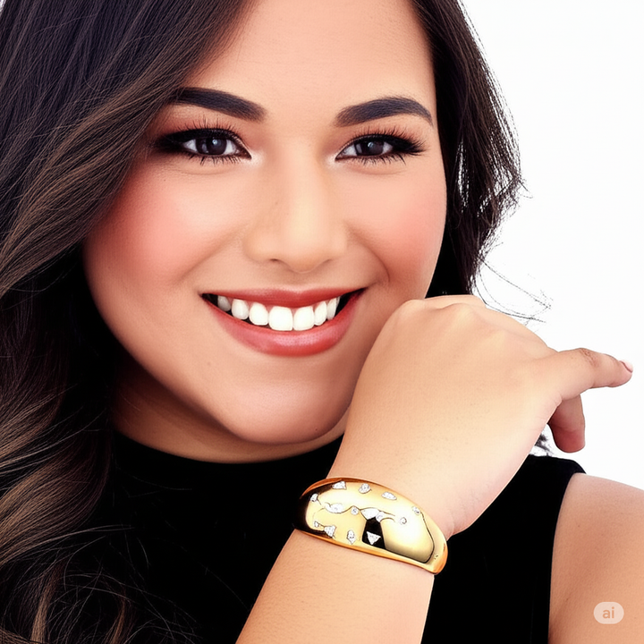 Gold Domed Firefly Bangle Bracelet