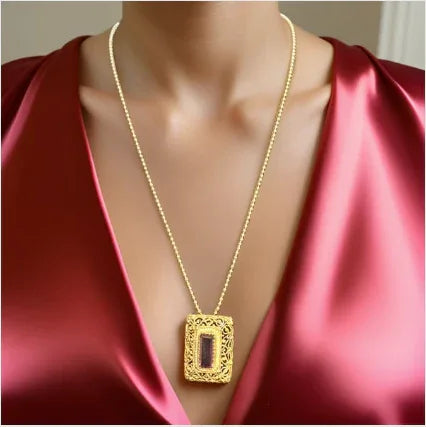 Gold, Large Amethyst & Seed Pearl Necklace - Estate Jewelry Priced Right