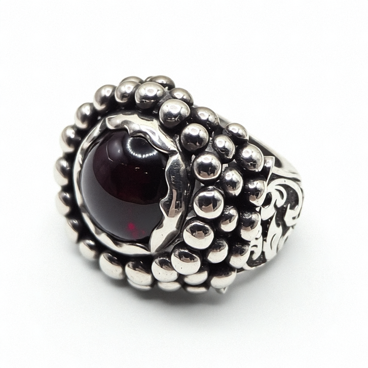Vintage Red Garnet & Sterling Silver Statement Ring - Estate Jewelry Priced Right