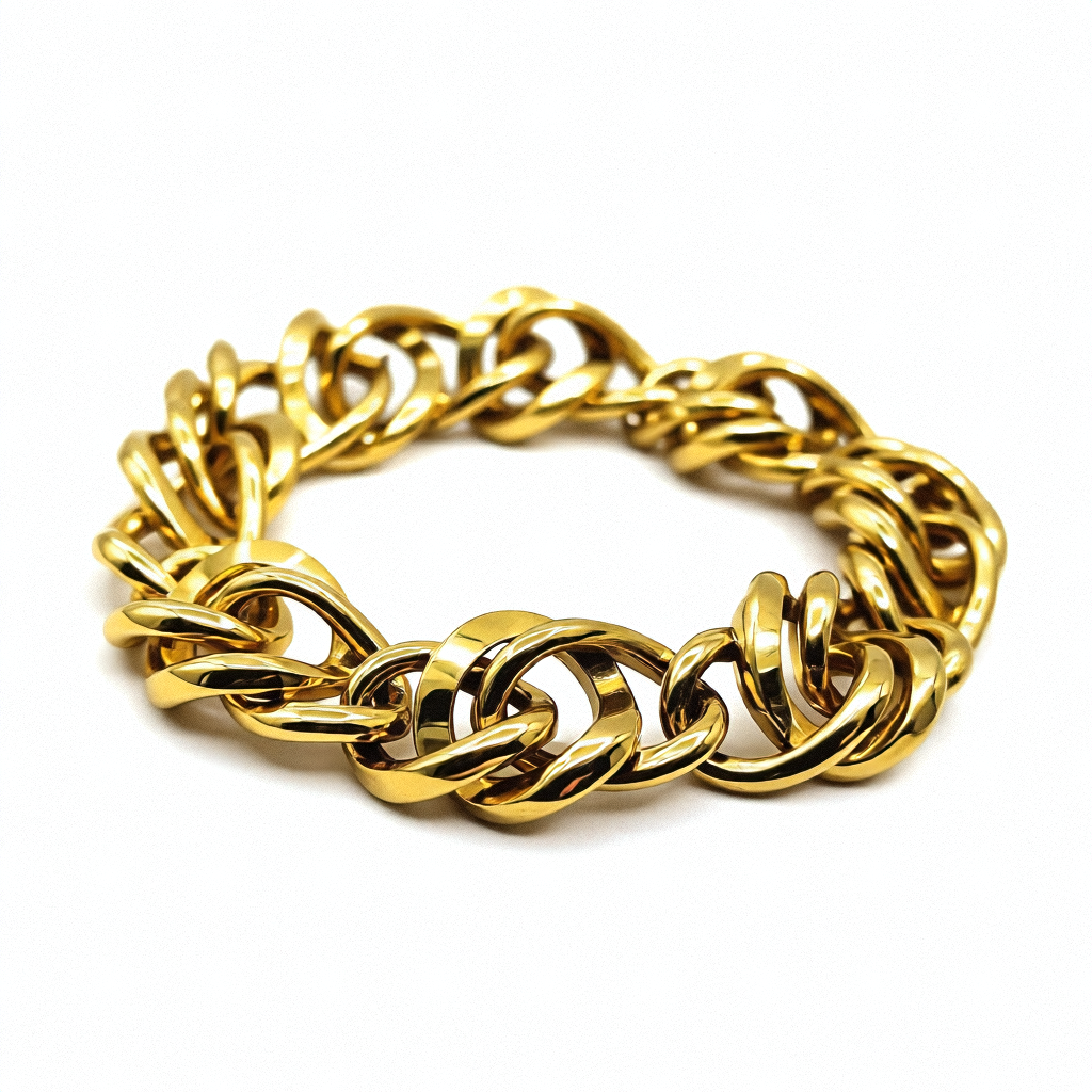 Gold Mid-Century Modern Double Curb Link Bracelet - Estate Jewelry Priced Right