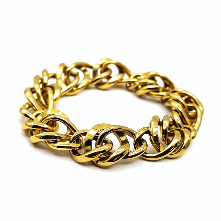 Gold Mid-Century Modern Double Curb Link Bracelet - Estate Jewelry Priced Right