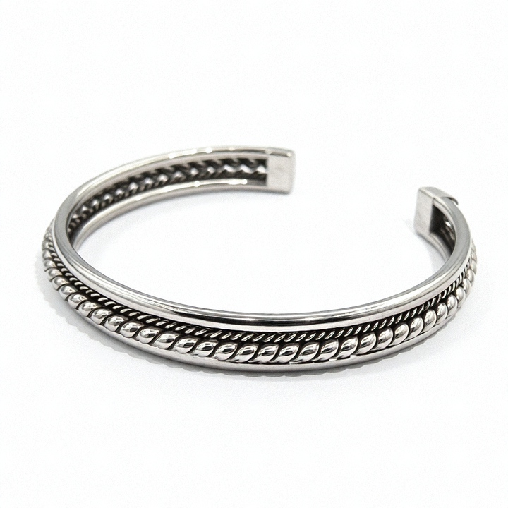 Elegant Sterling Silver Twisted Ropes Cuff Bracelet