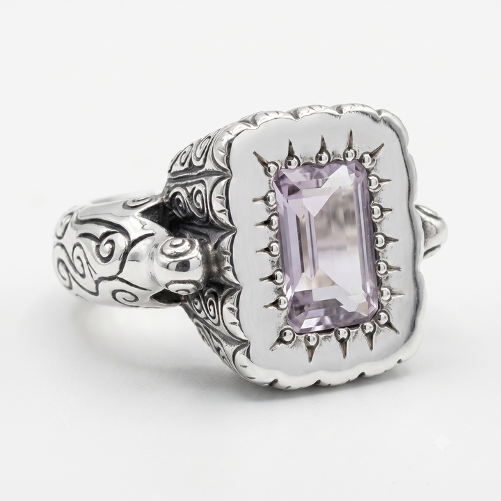 Chunky Cut Crystal Sterling Silver Statement Ring