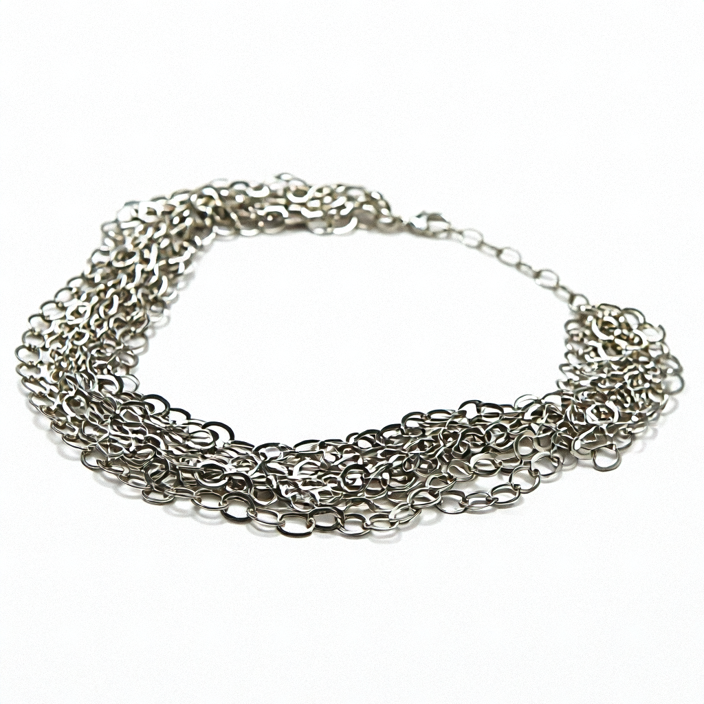Mid-Century Modern Sterling Silver 10 Strand Chainmail Necklace - Estate Jewelry Priced Right