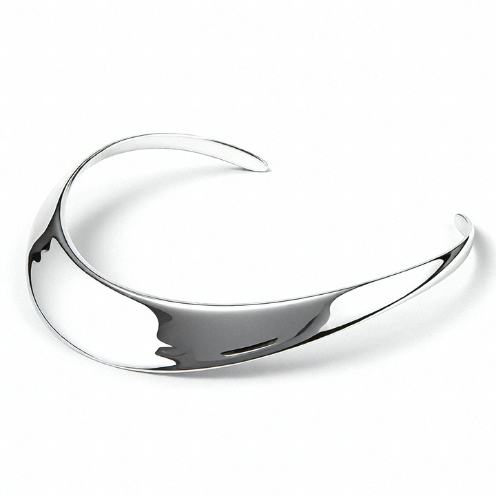 Classic Sterling Silver Modernist U Collar Necklace