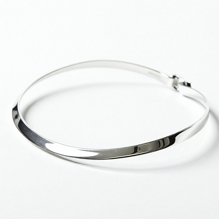 Mid-Century Sterling Silver Hook and Loop Collar Necklace