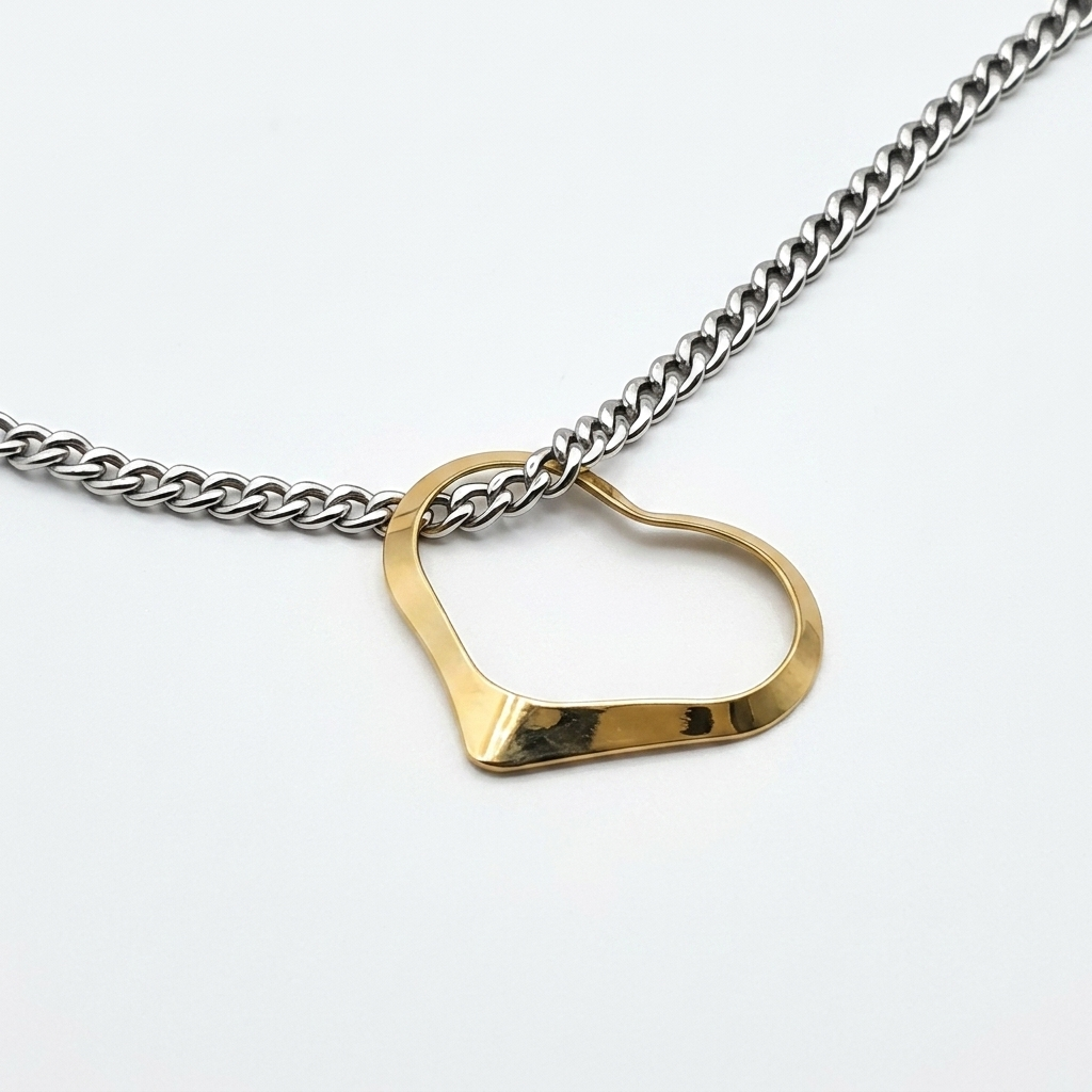 Gold Necklace w/ Loose Heart Pendant - Estate Jewelry Priced Right