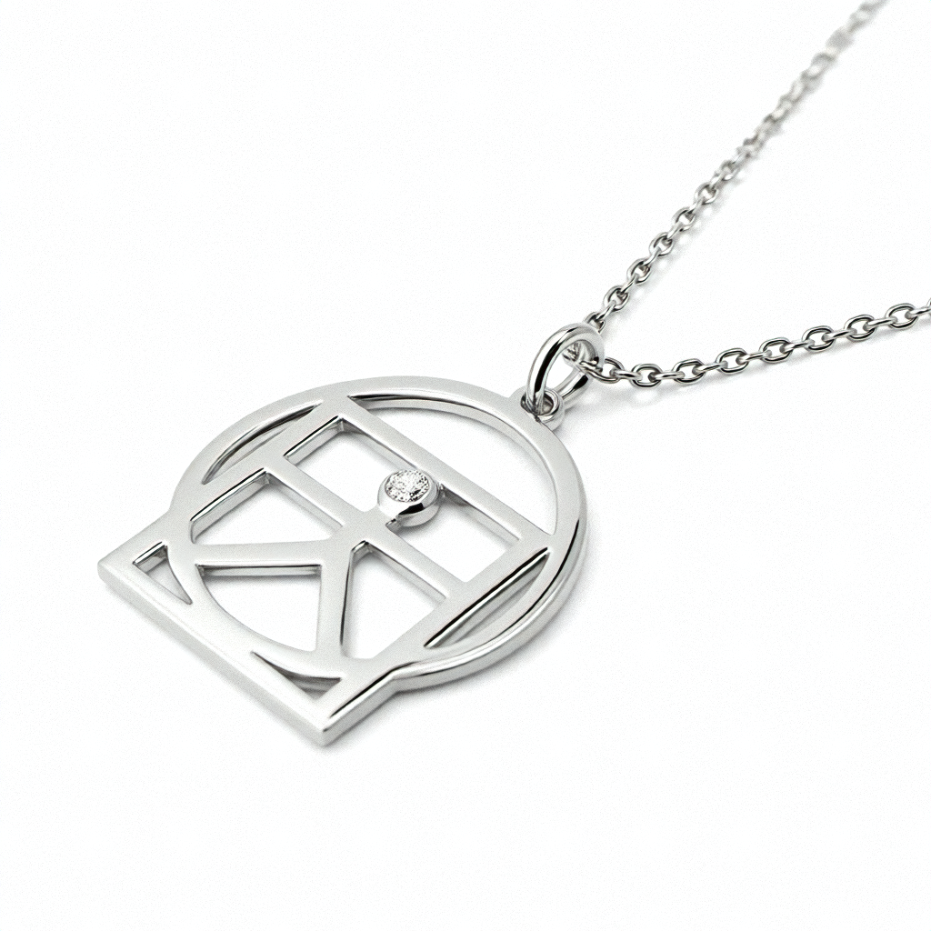 White Gold and Diamond Balanced Life Necklace - Estate Jewelry Priced Right