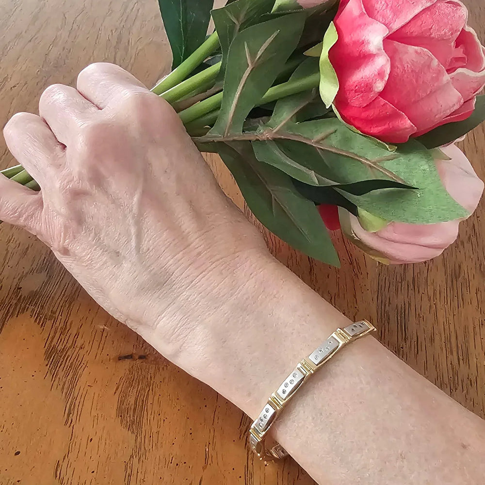 Gold & Diamond Hinged Link Bracelet - Estate Jewelry Priced Right