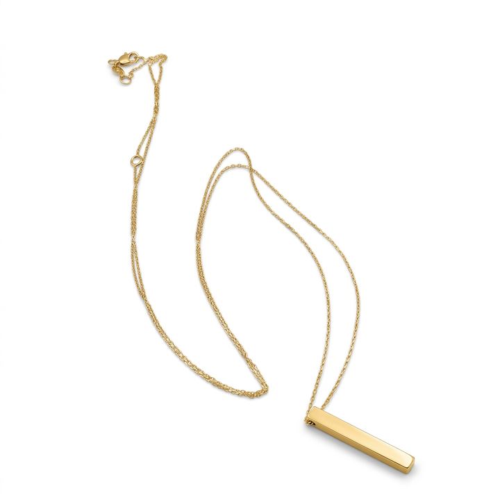 Authentic Sloane 14K Gold Long Vertical Bar Necklace