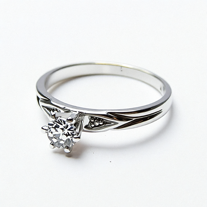 Gold and Solitaire Illusion Set Diamond Petite Ring - Estate Jewelry Priced Right