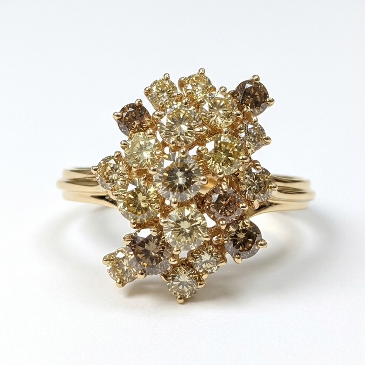 Gold & Diamond Cluster Statement Ring - Estate Jewelry Priced Right