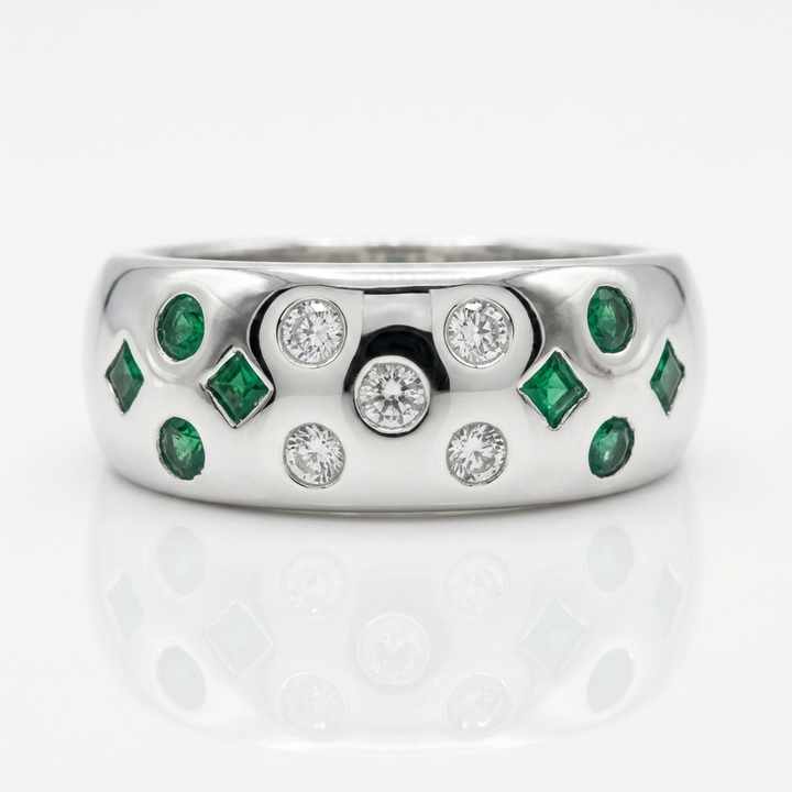 14K Gold, Diamond & Emerald Bracelet & Ring Set