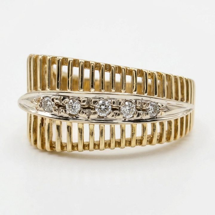 Gold & Diamond Geometric Art Deco Ring - Estate Jewelry Priced Right