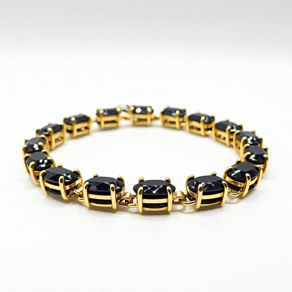 Gold & Black Tanzanite Tennis Bracelet - Estate Jewelry Priced Right