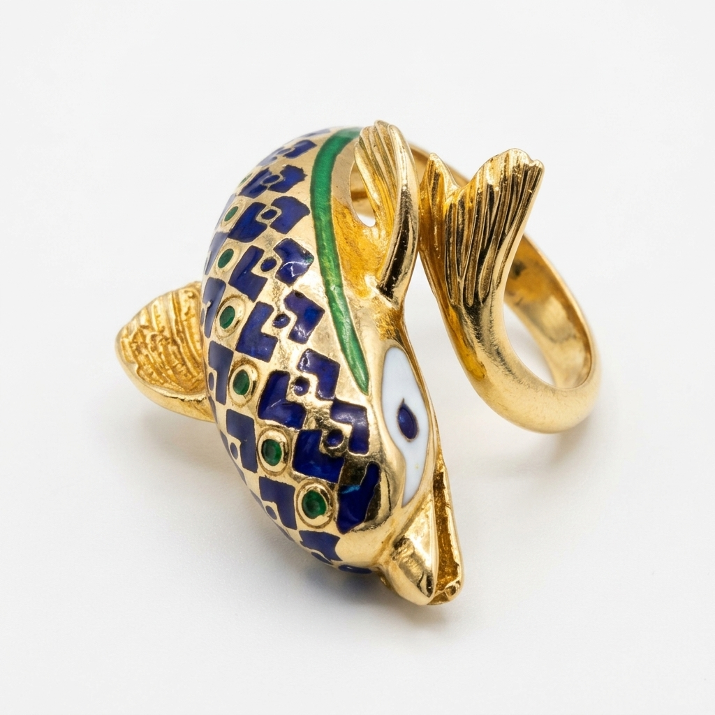 18k gold dolphin ring