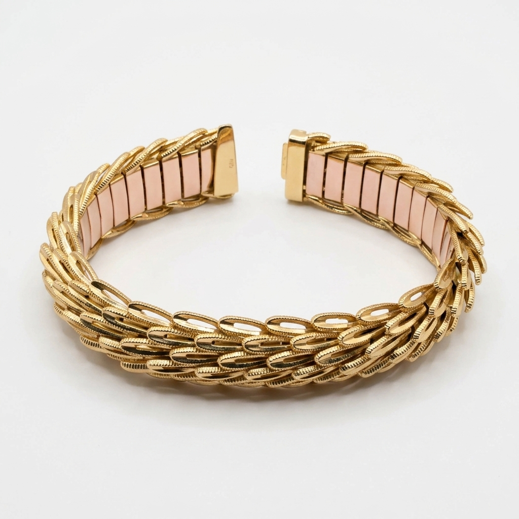 Vintage 1970s 18K Gold Articulated Chevron Bracelet - Estate Jewelry Priced Right