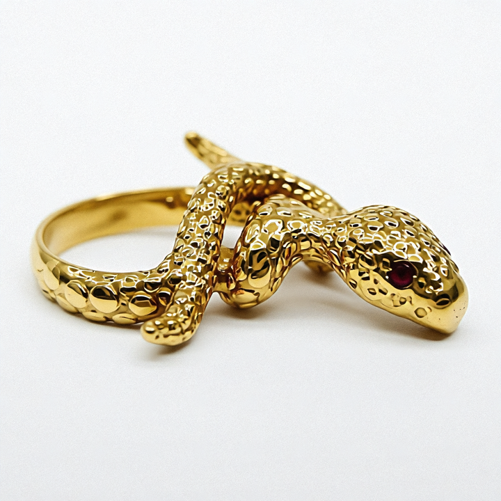 Gold & Ruby Coiled Snake Ring - Estate Jewelry Priced Right