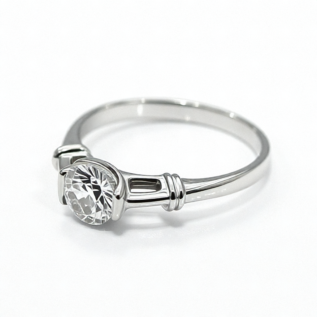 Gold & Clear Quartz Simulant Diamond Ring - Estate Jewelry Priced Right