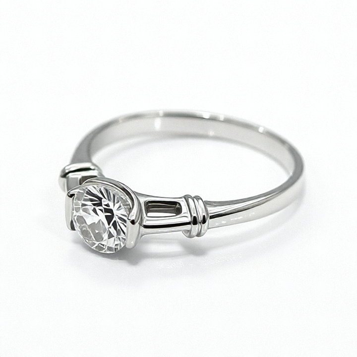 Gold & Clear Quartz Simulant Diamond Ring - Estate Jewelry Priced Right