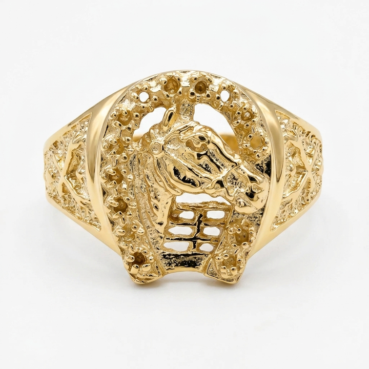 Gold Equestrian Winners Circle Ring - Estate Jewelry Priced Right