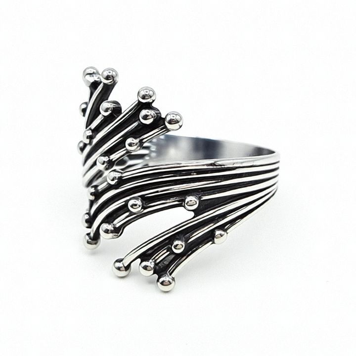 Sterling Silver Beaded Wrap or "Firework" Bypass Ring