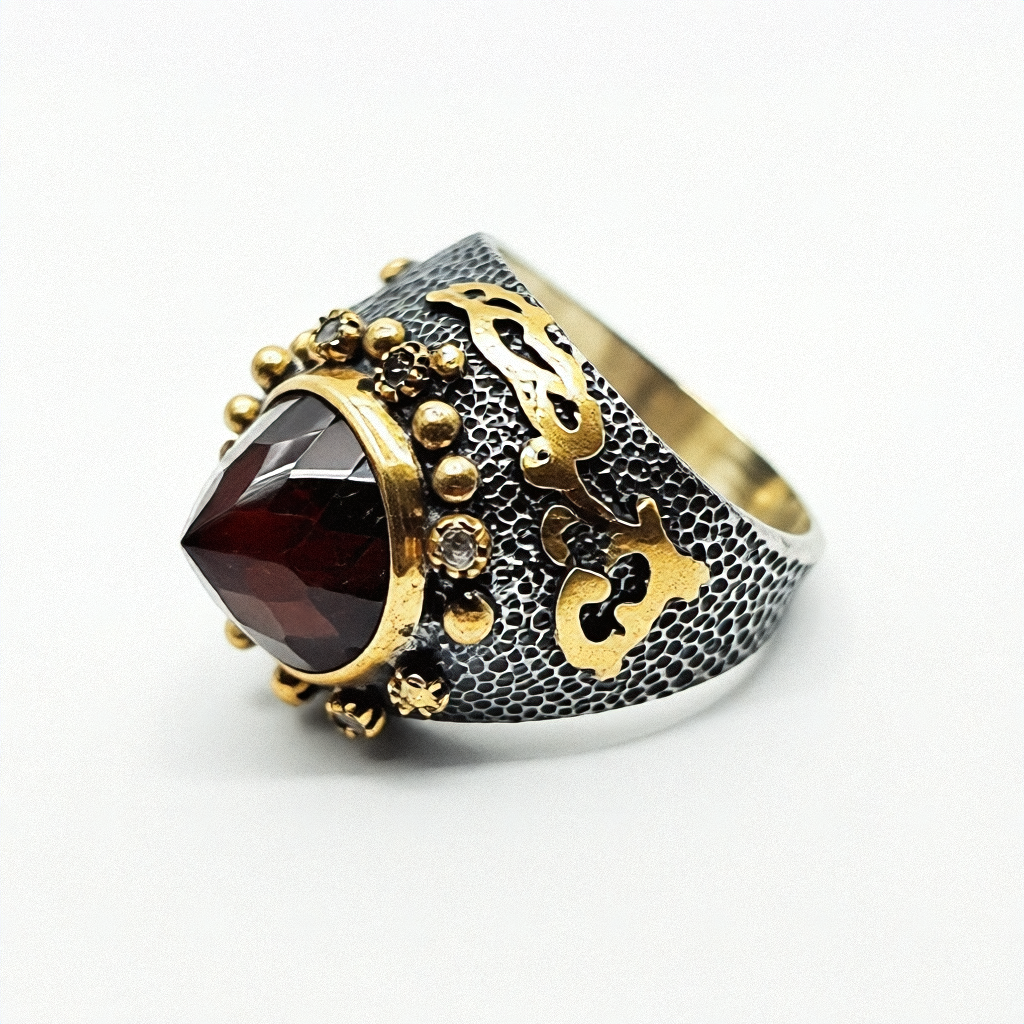 Mixed Material Sterling Silver & Brass Chunky Ring - Estate Jewelry Priced Right