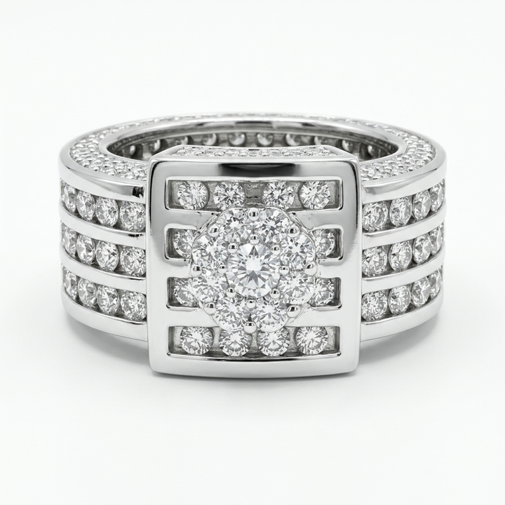 Sterling Silver & CZ Presidential Bling Statement Ring