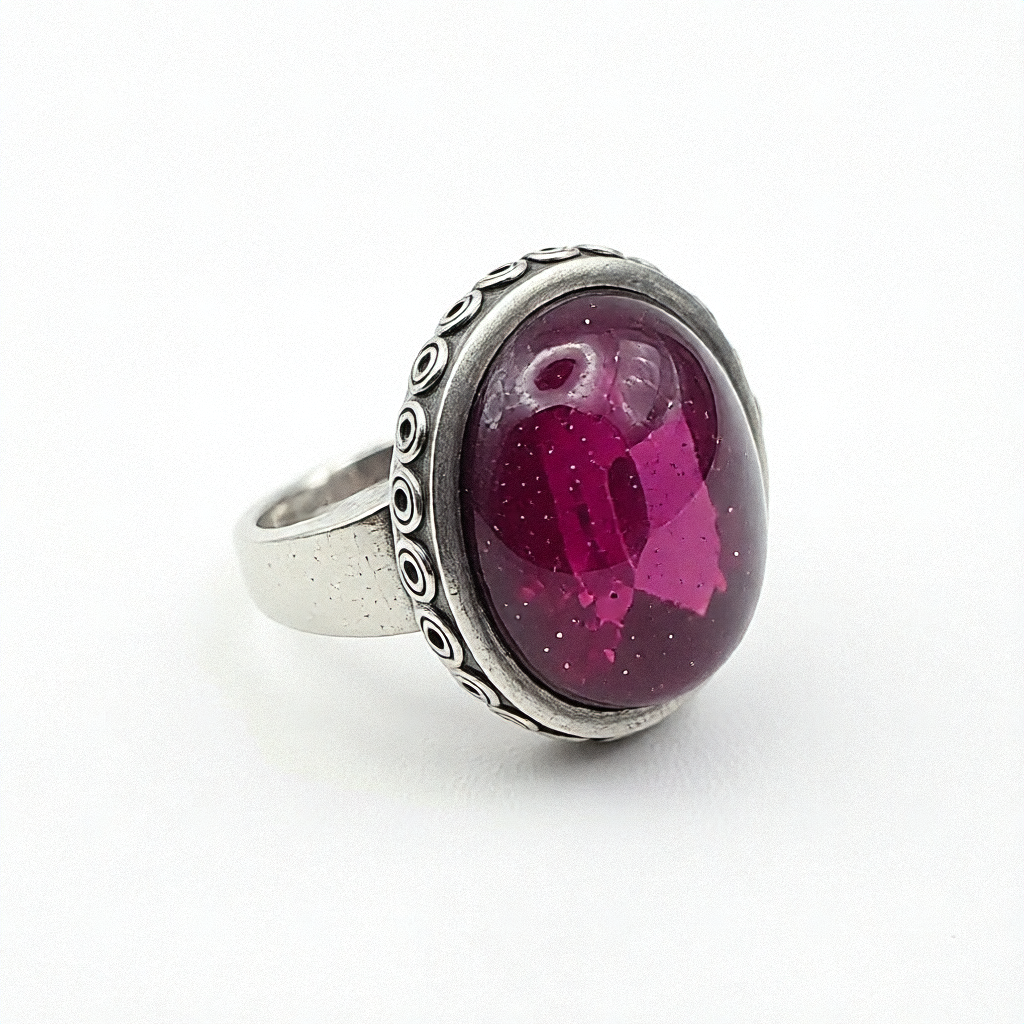 Navajo Inspired Star Ruby Sterling Silver Ring - Estate Jewelry Priced Right