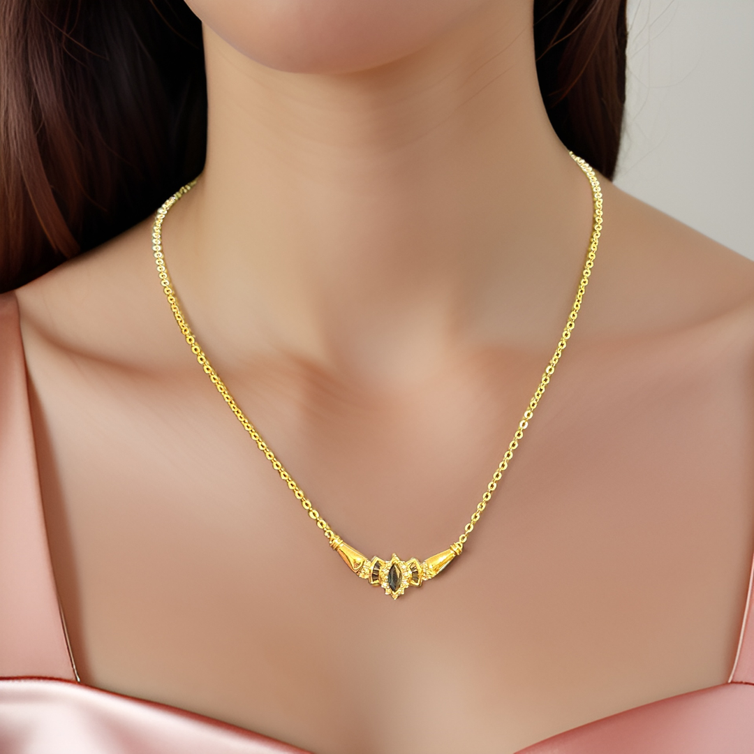 14K Gold, Diamond, Blue Sapphire Ring and Necklace Set