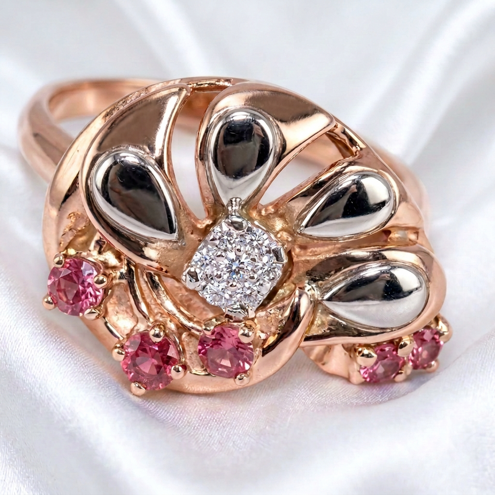 Gold, Diamond and Ruby Cocktail Ring - Estate Jewelry Priced Right