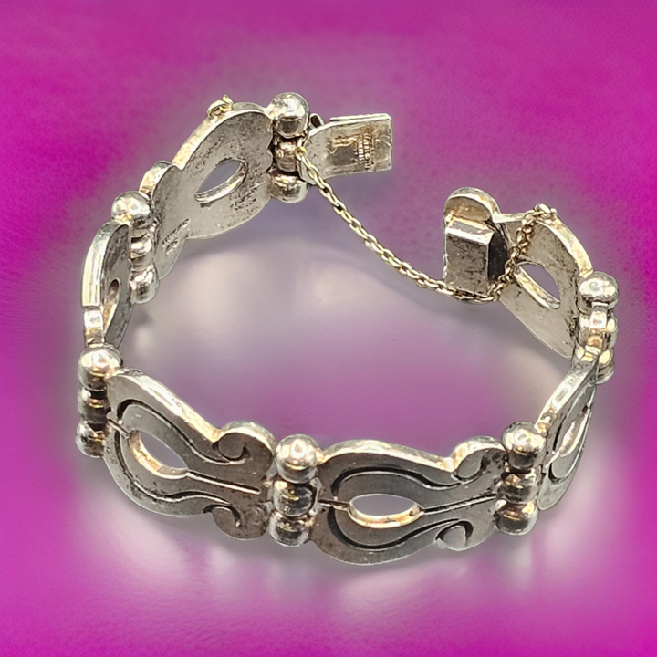 Chunky Harp Link Sterling Silver Bracelet