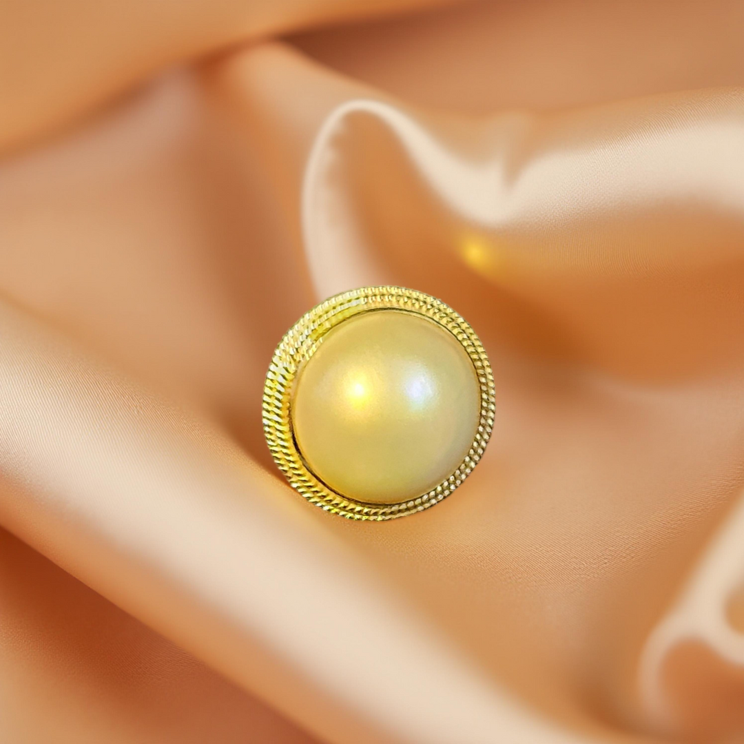 14K Gold, Mabe Pear Stud Earrings