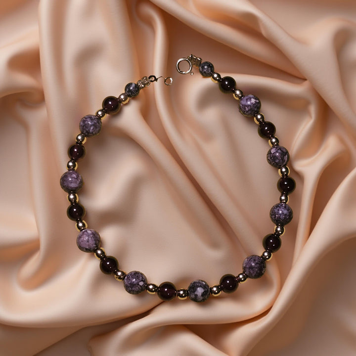 Gold & Round Amethyst Bead Bracelet