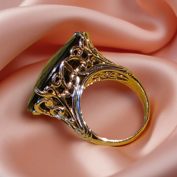 East West Black Tourmaline Statement Ring