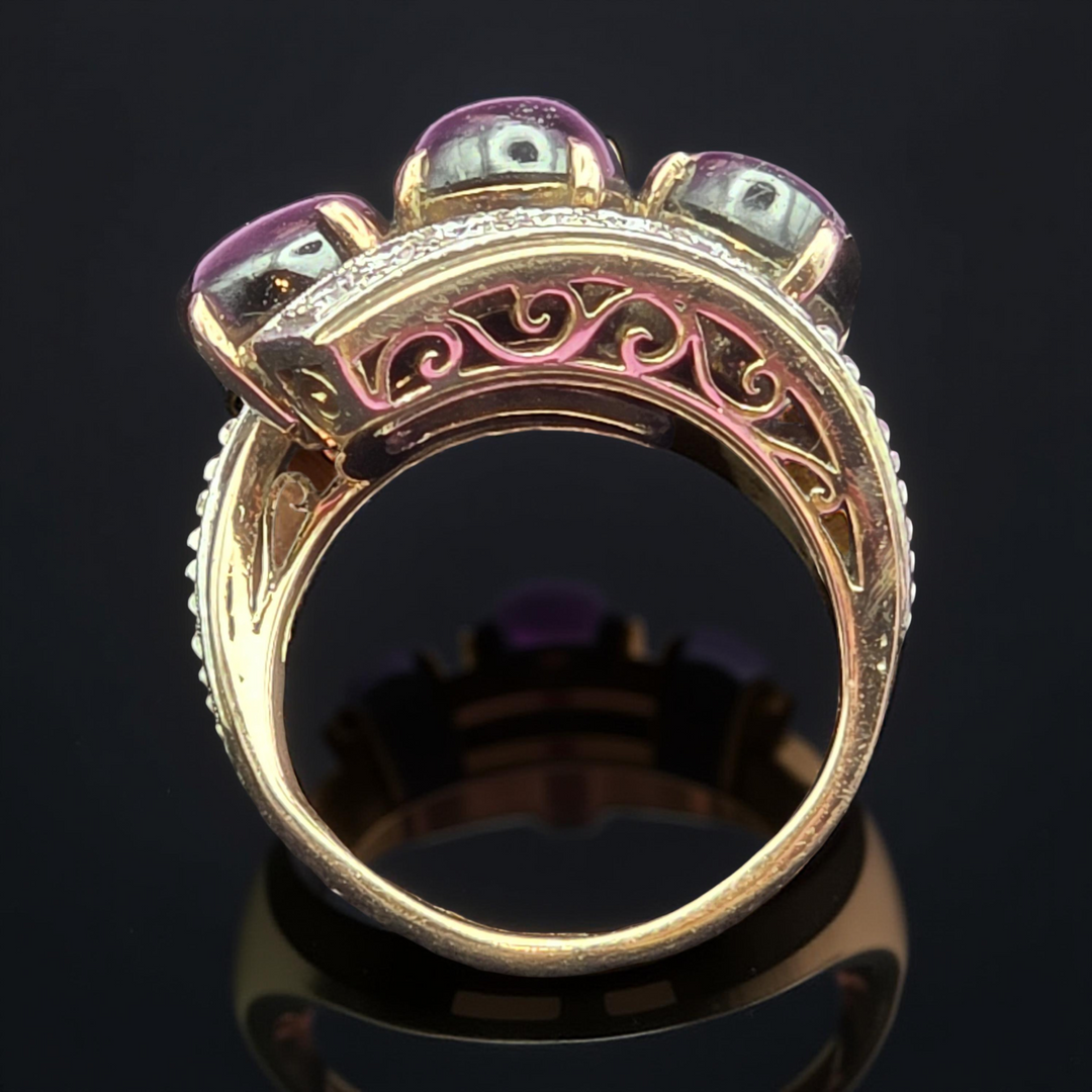 Gold, Diamond and Cabochon Tiger Eye Bypass Ring
