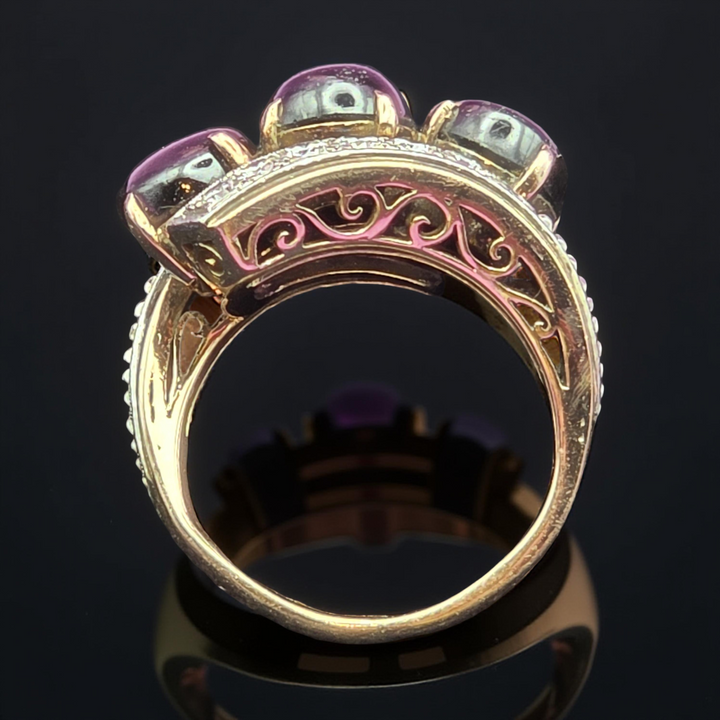 Gold, Diamond and Cabochon Tiger Eye Bypass Ring