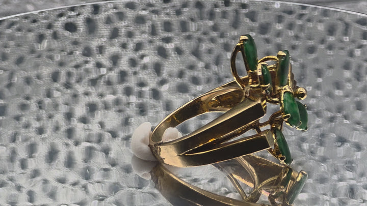 Gold & Scattered Jade Waterfall Ring
