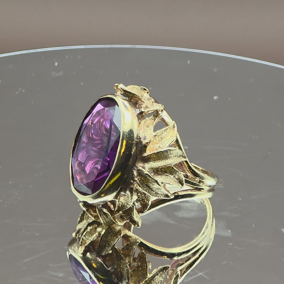 14k Gold & 7+ Carat Amethyst Statement Ring