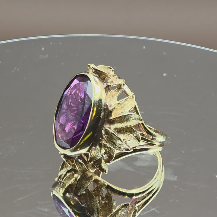 14k Gold & 7+ Carat Amethyst Statement Ring
