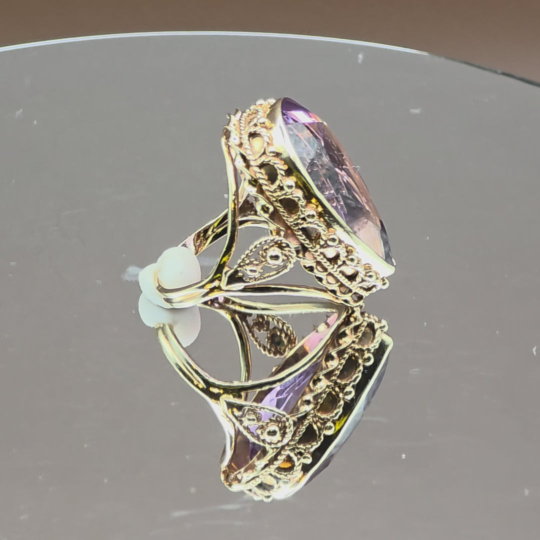 Gold, Large Amethyst Statement Ring