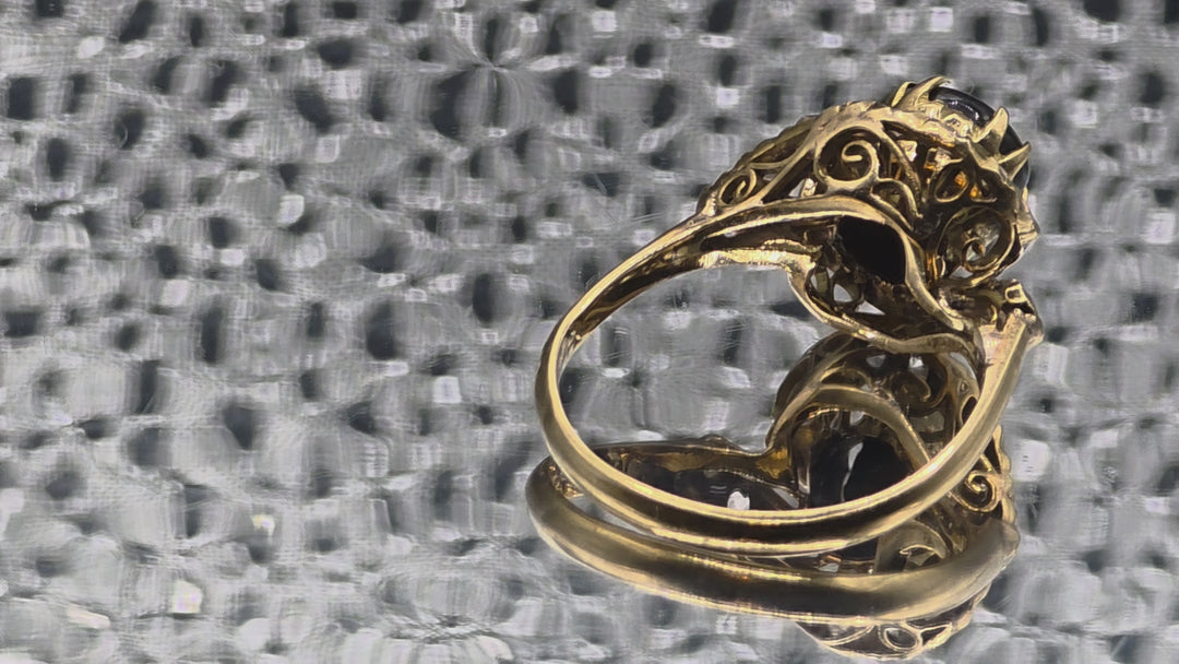 Gold, Diamond and Tiger Eye Double Half Surround Ring